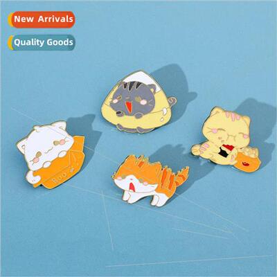 Cartoon cute cat brooch carton kitten kitten eating scared m