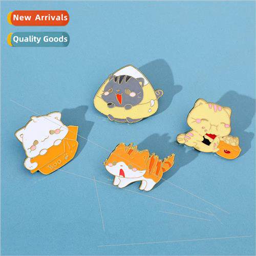 Cartoon cute cat brooch carton kitten kitten eating scared m