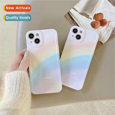INS simple English rainbow 适用 Apple 12/13ProMax phone case