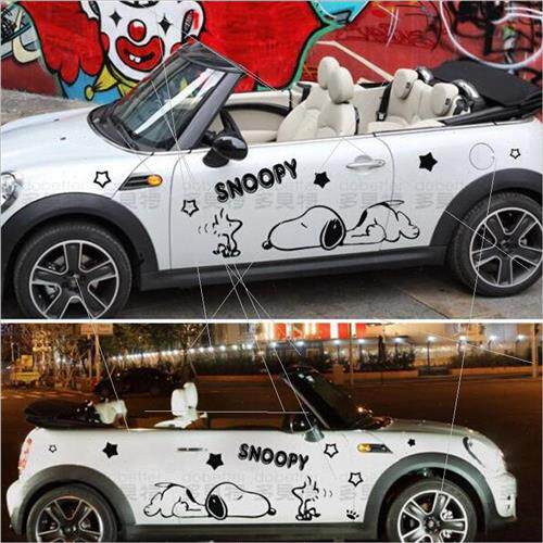 Snoopy cartoon car stickers car modified waistline pull flow