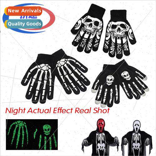 Riding warm knitted gloves touch screen Halloween skull ghos