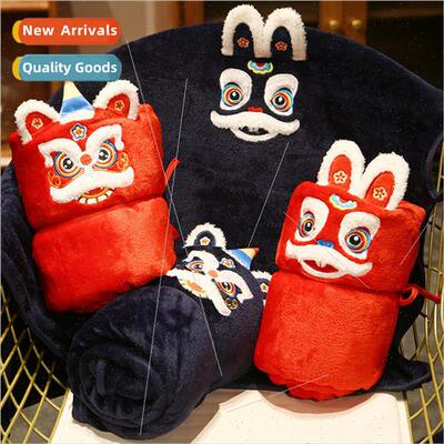 Cartoon waking lion rabbit roll blanket office nap single fa