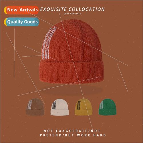 Hat female winter wool cap small letters pullover hat outdoo