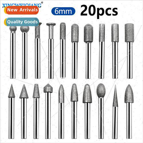 Diamond grinding head 20 sets of 6mm handle jadeite glass ca