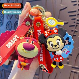 cartoon strawberry bear keychain cute delicate Minnie Mouse