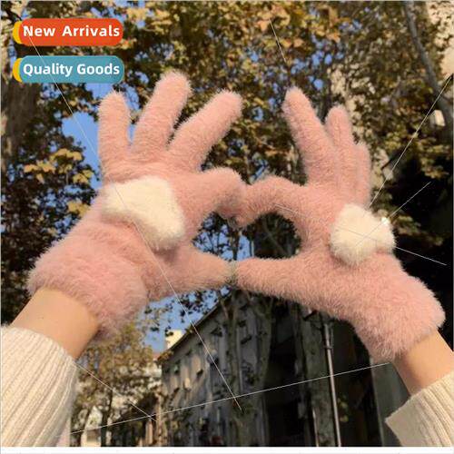 Gloves winter female cute padded electric car warm cold ski
