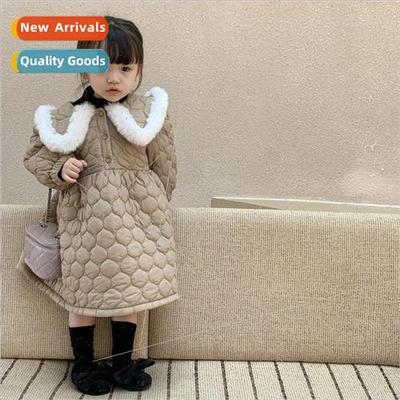 Girls cotton thickened dress winter new 2023 fashionable fas