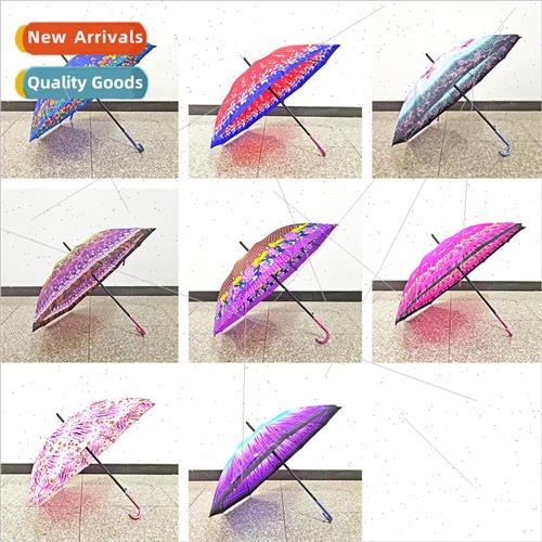 New 10-bone Satin Umbrella Floral Shade  Umbrella Bent Handl