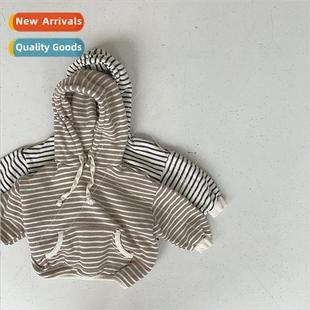 childrens clothing striped Korean loose the casual hoode