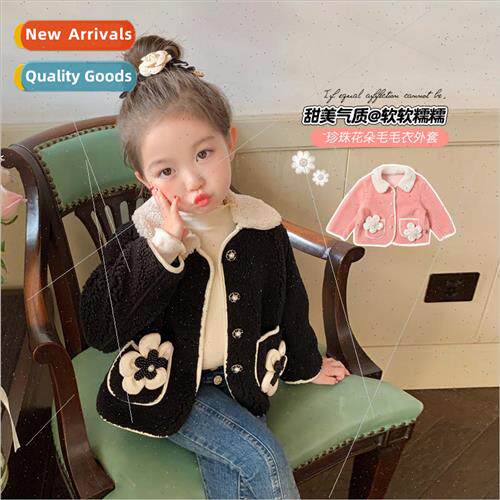 Girls wool sweater coat 2023 new fashionable winter padded c