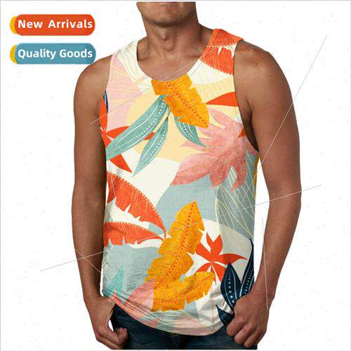 Mens 2023 Summer New Type Mens Vest Printed Casual T-Shirt