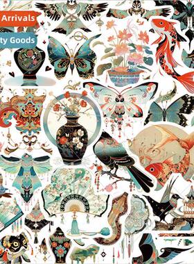 50 Chinese national spring retro series of decorative materi