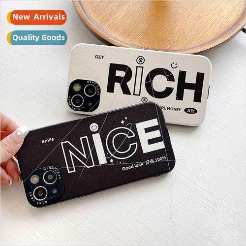 ins simple English RICH 适用 iPhone12/13ProMax phone case Ap