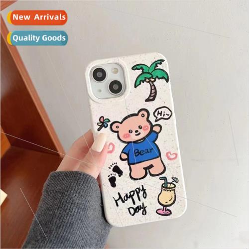 Cartoon cute summer waving bear 适用 12/13ProMax Apple 11 ph