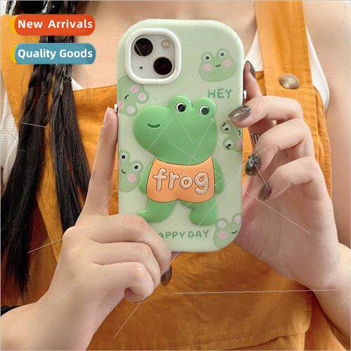 Creative three-dimensional cartoon cute frog 适用 iPhone15Pr