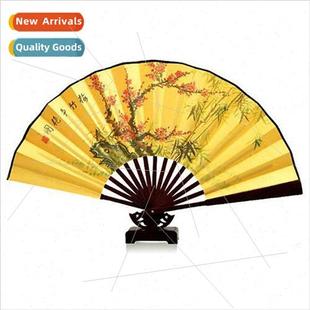Style Folding Fine Silk Mens Fan Wooden Fabrics inch