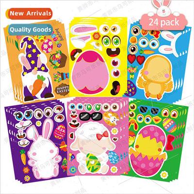 Easter diy kids puzzle stickers easter party bunny egg decor