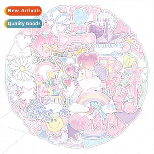 50 Cute Crayon Drawing Doodle Stickers ggage Car Laptop Frid