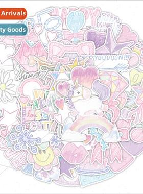 50 Cute Crayon Drawing Doodle Stickers ggage Car Laptop Frid