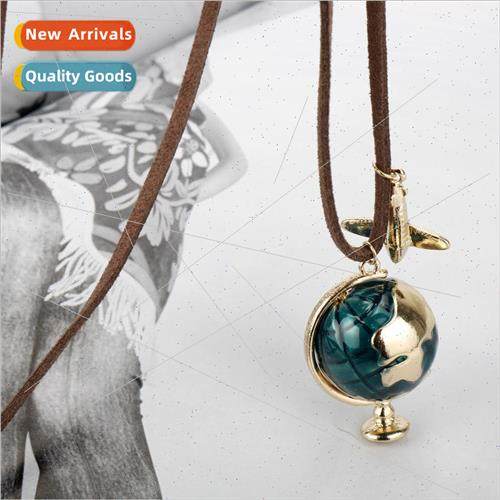 New globe airplane pendant jewelry necklace mens fashion dec