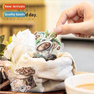 Romantic Cafe Series PET Sticker Pack terary Watercolor Flor