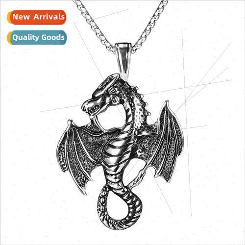 Personalized Exaggerated Flame Dragon Vintage Pendant Stainl