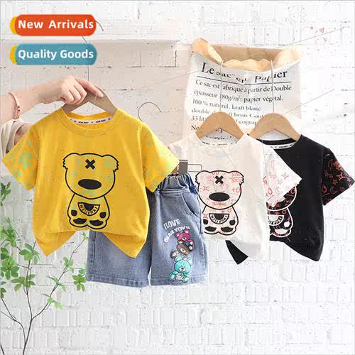 Boys and girls summer XX bear claw short-sleeved set 2023 ne