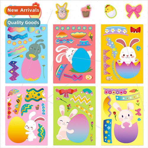 6/pack of DIY stickers DIY rabbit egg cartoon cute wind puzz