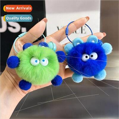 Cute otter rabbit hair small cinderblock car keychain pendan