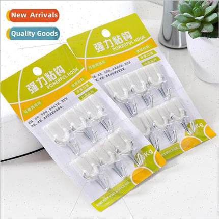 J076 Creative Home White Powerful Sticky Hooks 6pcs Strong H