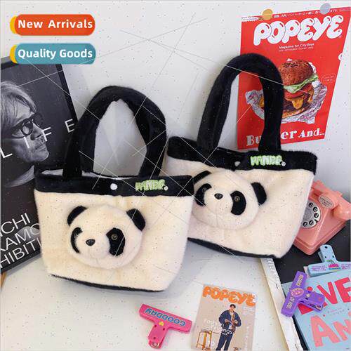 Cute plush panda tote bag 2023 autumn and winter new fashion