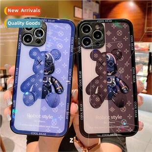 适用 iPhone14ProMax Creative Violent Bear Glass Phone Case A