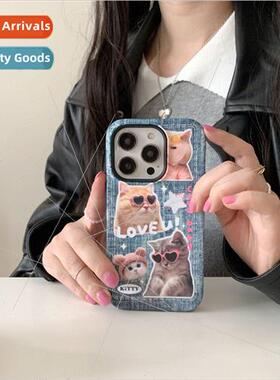 ins sweet cool cowboy sunglasses cat 适用 15ProMax personali