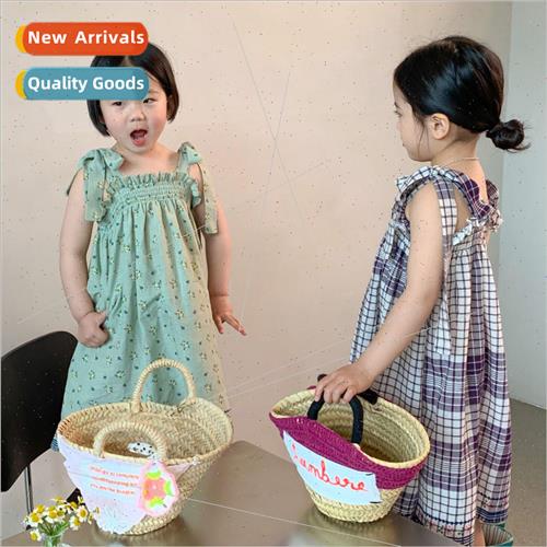 girls summer new halter dress Korean  of the baby retro cute