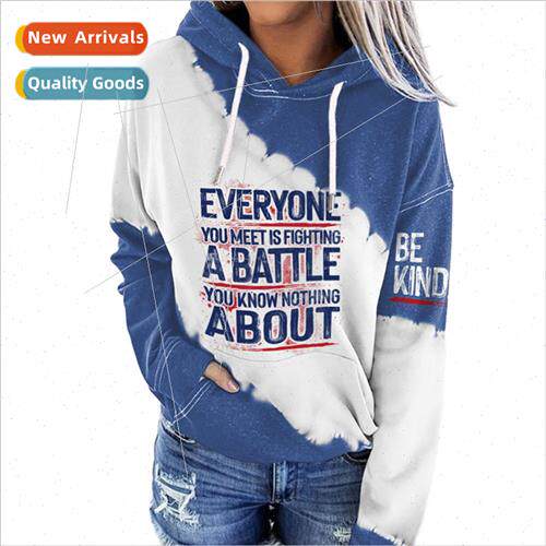 New womens fall and winter nd round neck pullover hooded 3d