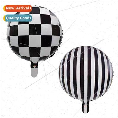 18 inch black and white checkered aluminum film balloon blac