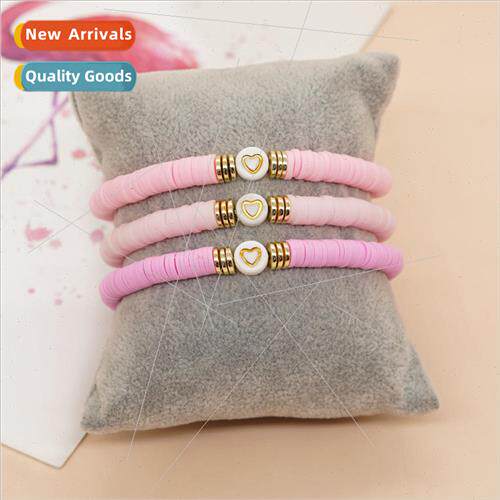 Cartoon cute pink color system soft ceramic peach heart brac