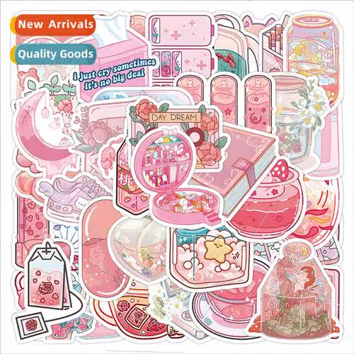 50 cards love cartoon pink big world diy stickers girl decor