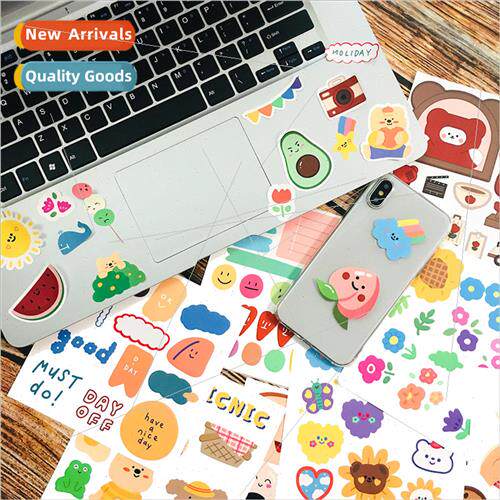 Full  of cartoon stickers bear flowers cake around the edge