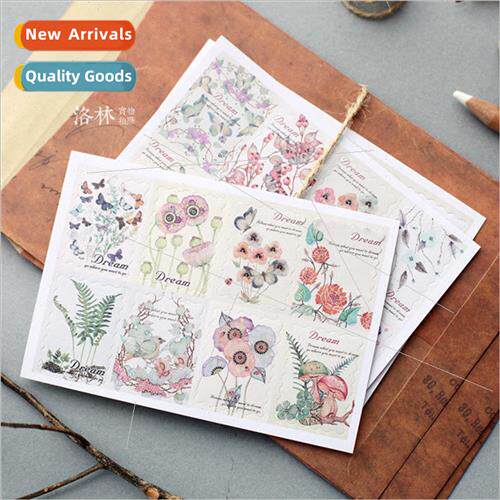 A18 Korean stickers retro hand-painted flowers and plants pa