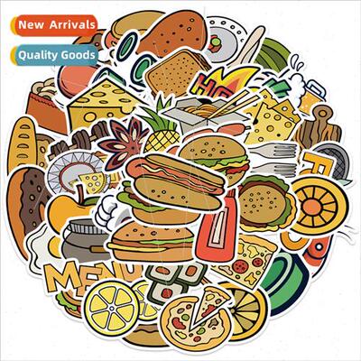 50 cartoon food doodle stickers can be decorated luggage pen