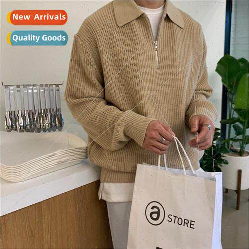 Half-zipper sweater mens fall and winter  Japanese retro laz
