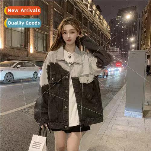 Spring and Autumn 2022 new Korea tie-dye gradient denim jack