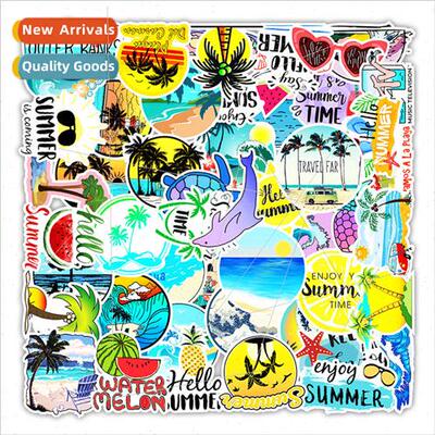 50 pcs of summer series of coconut beach graffiti stickers w