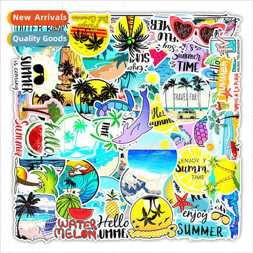 50 pcs of summer series of coconut beach graffiti stickers w