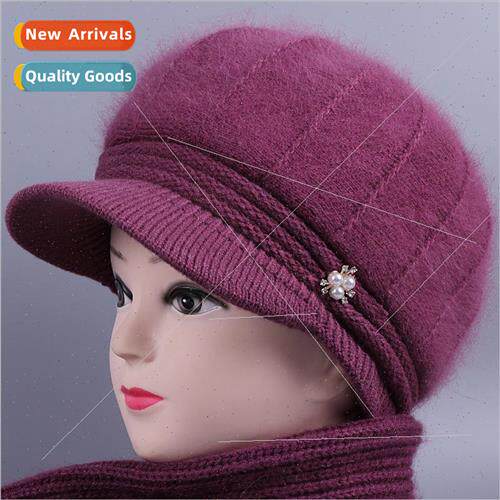 Winter mom hat female elderly grandmother padded rabbit wool