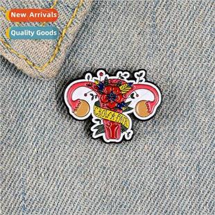 cartoon body rose New retro brooch punk badge alloy