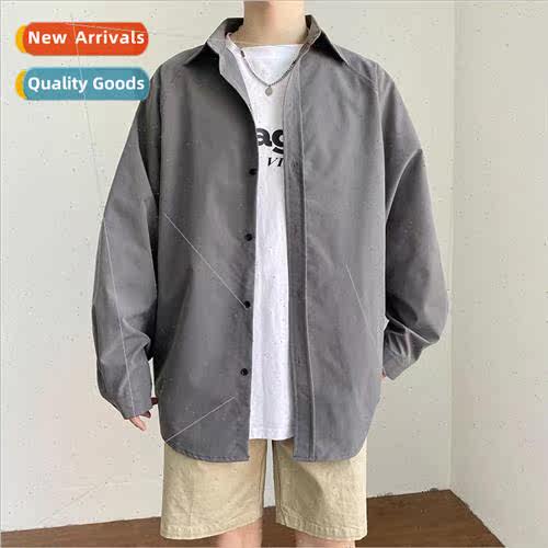 Harajuku wind draping long-sleeved shirt male Korean 2021 su