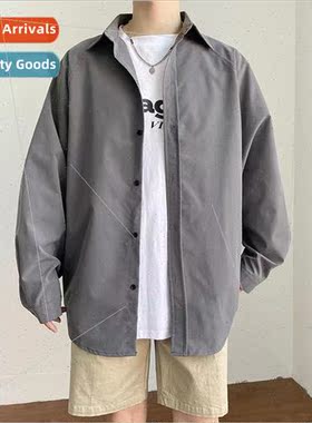 Harajuku wind draping long-sleeved shirt male Korean 2021 su