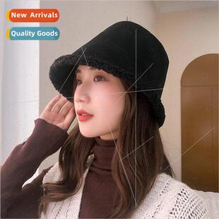 Autumn and winter versatile lamb wool fluffy hat female sued
